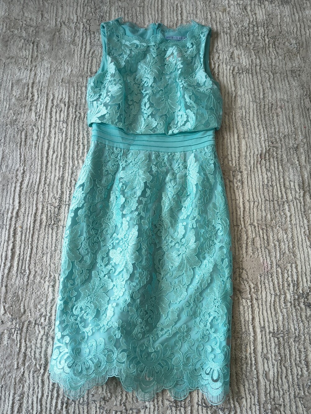 Antonio Melani Morena Scalloped Lace Overlay Sleeveless Midi Dress